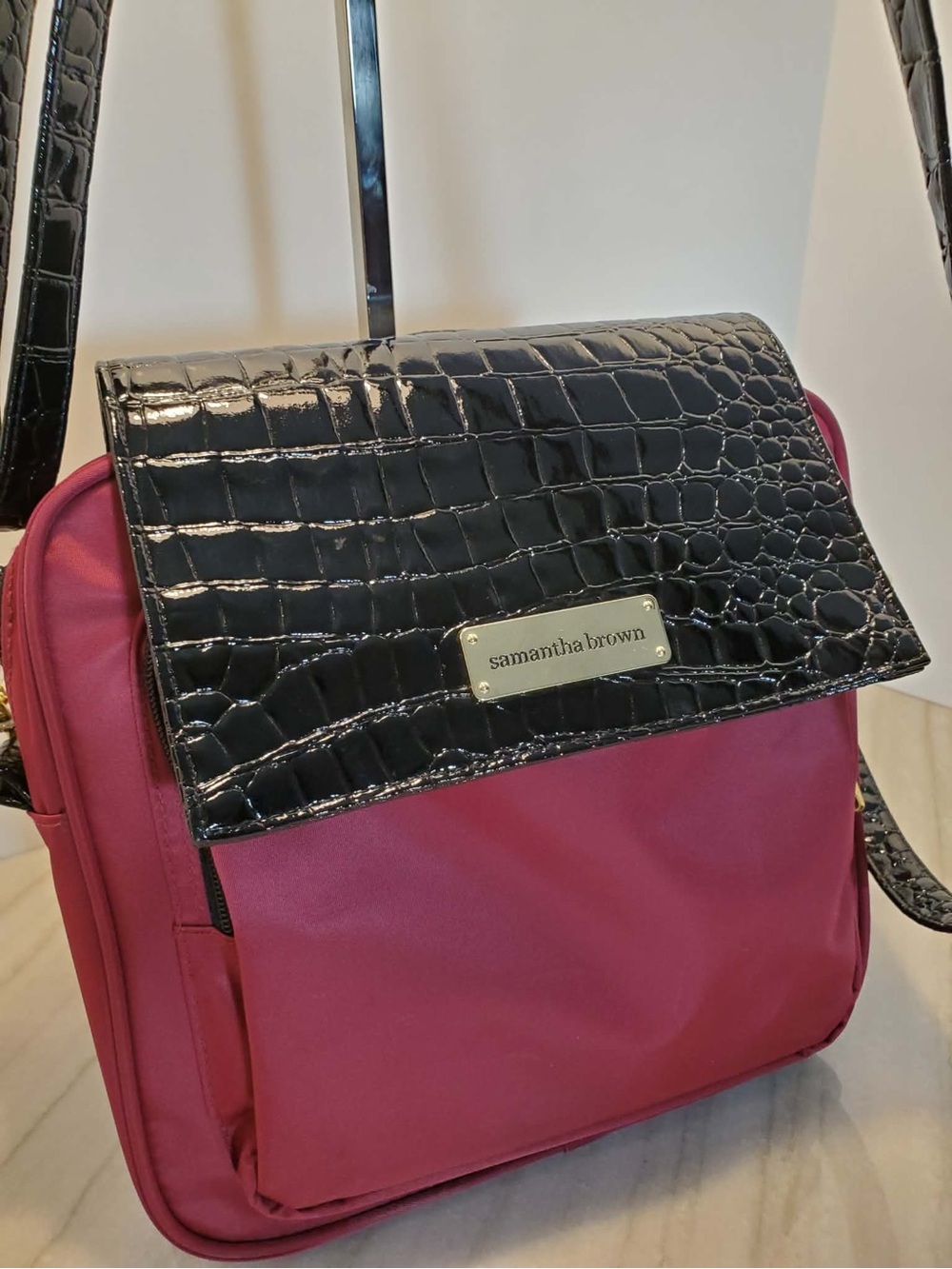 Samantha Brown Burgundy RFID Carry On Travel Bag Crossbody Purse